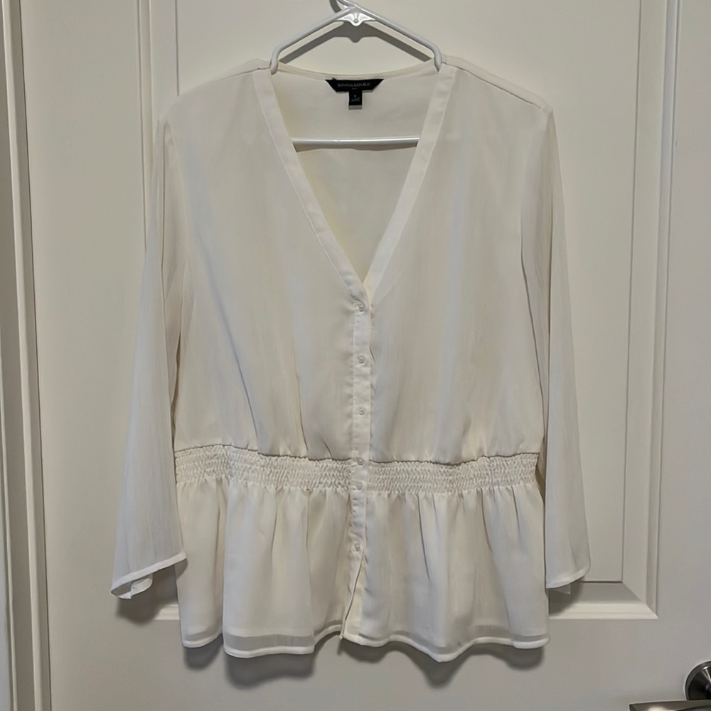 Banana Republic peplum button top.